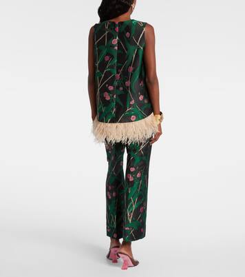 La Scala feather-trimmed jacquard top | La DoubleJ