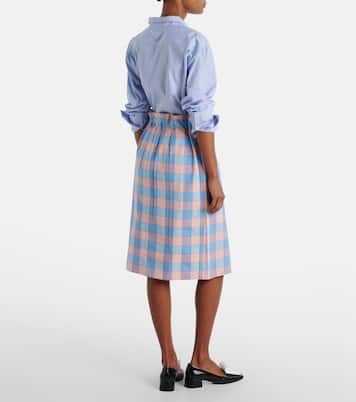 Checked cotton poplin midi skirt | Prada