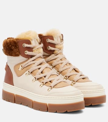 Vaduz shearling-trimmed leather ankle boots | Bogner