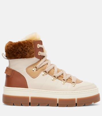 Vaduz shearling-trimmed leather ankle boots | Bogner