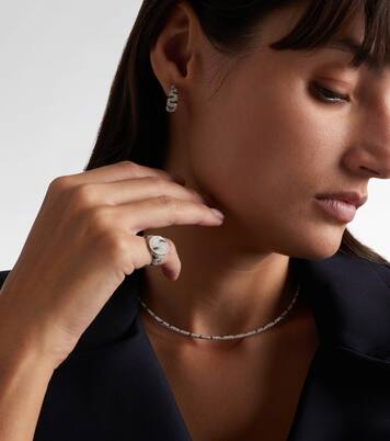 Torque Zèbre 9kt white gold necklace with diamonds | Yvonne Léon