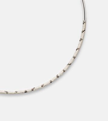 Torque Zèbre 9kt white gold necklace with diamonds | Yvonne Léon