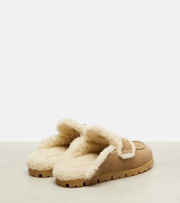 Shearling-lined suede mules | Prada