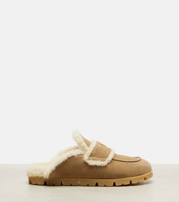 Shearling-lined suede mules | Prada