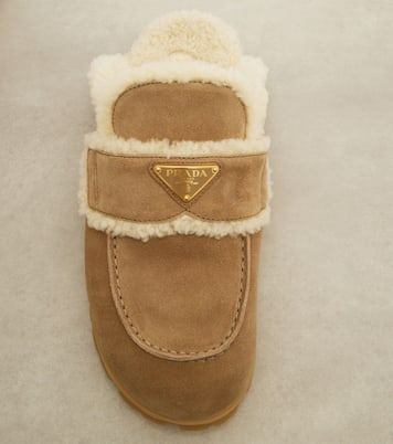 Shearling-lined suede mules | Prada