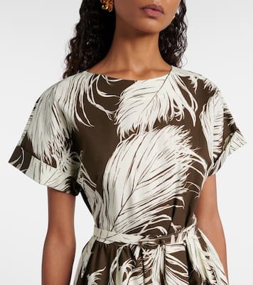 Printed cotton-blend poplin midi dress | Oscar de la Renta