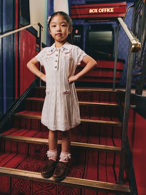 Robe brodée en maille pointelle | Self-Portrait Kids