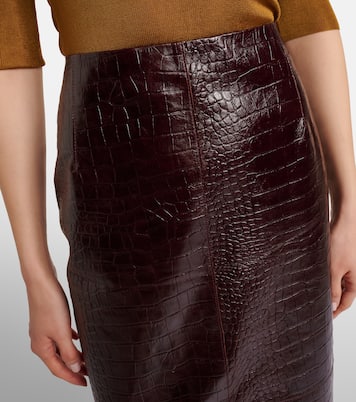 Elyse croc-effect leather pencil skirt | Nour Hammour