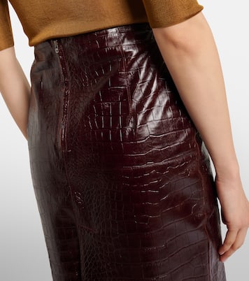 Elyse croc-effect leather pencil skirt | Nour Hammour
