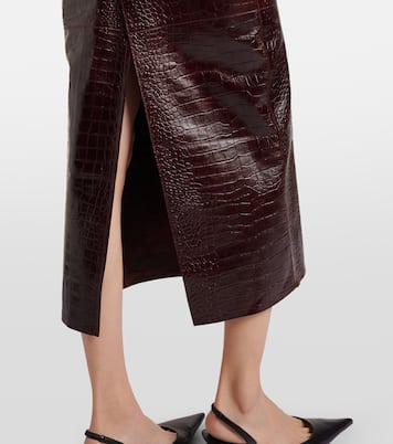 Elyse croc-effect leather pencil skirt | Nour Hammour