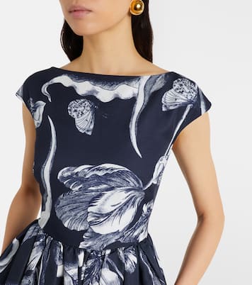 Robe midi en coton mélangée à fleurs | Erdem