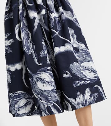 Robe midi en coton mélangée à fleurs | Erdem