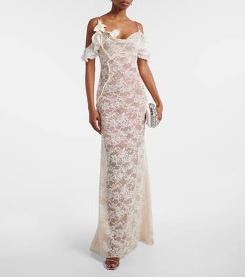 Floral-appliqué lace gown | Self-Portrait