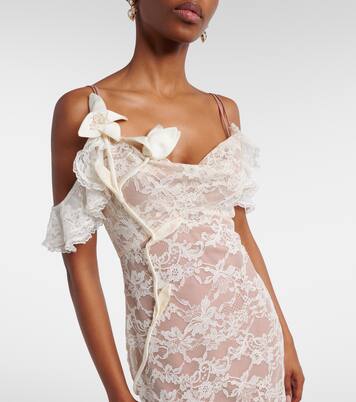 Floral-appliqué lace gown | Self-Portrait