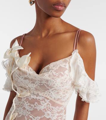 Floral-appliqué lace gown | Self-Portrait