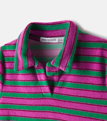 Striped cotton-blend terry polo dress | Bobo Choses