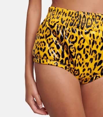 Shorts in similpelle con stampa leopardata | Dolce&Gabbana