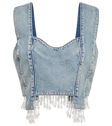 Embellished denim crop top | Ganni