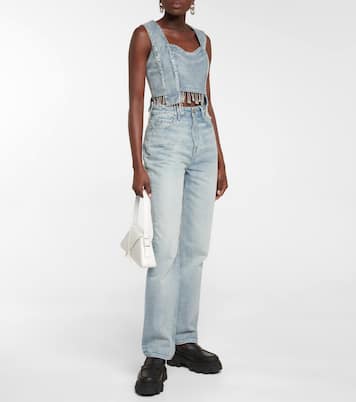Embellished denim crop top | Ganni