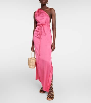 Isabelle one-shoulder satin kaftan | Poupette St Barth