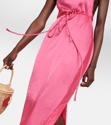 Isabelle one-shoulder satin kaftan | Poupette St Barth