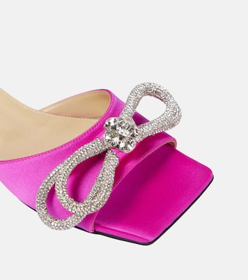 Double Bow embellished satin mules | Mach & Mach