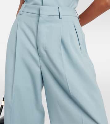 High-rise wide-leg wool pants | Ami Paris