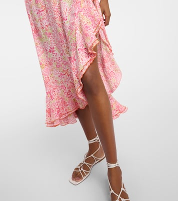 Falda midi Aude floral con volantes | Poupette St Barth