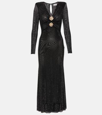Crystal-embellished mesh midi dress | Self-Portrait