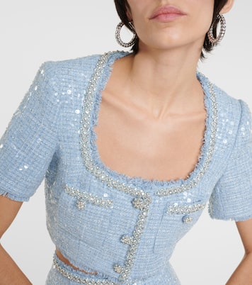 Sequined bouclé crop top | Self-Portrait