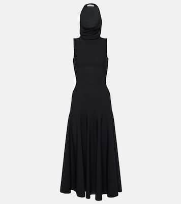 Abito midi in jersey con cappuccio | Alaïa