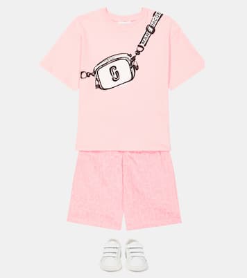 Monogram jacquard cotton-blend terry shorts | Marc Jacobs Kids