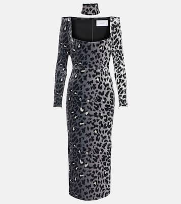 Leopard-print velvet midi dress | Alex Perry