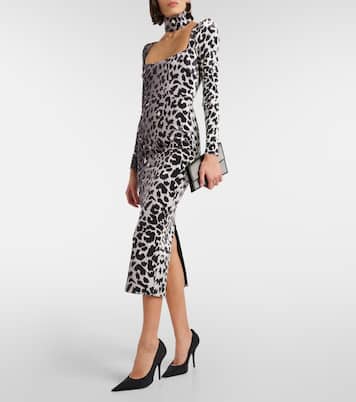 Leopard-print velvet midi dress | Alex Perry