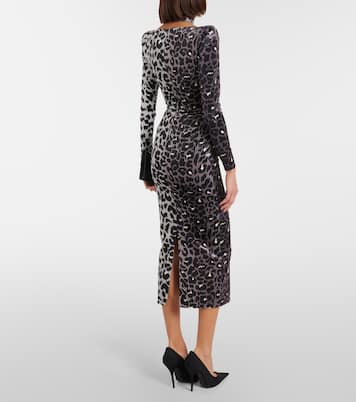 Leopard-print velvet midi dress | Alex Perry