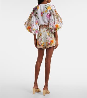 Top cropped in lino con stampa | Camilla