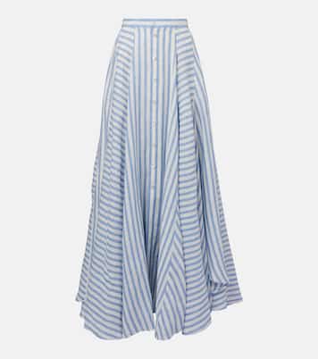 Jupe longue Shamus rayée en lin | Ralph Lauren Collection