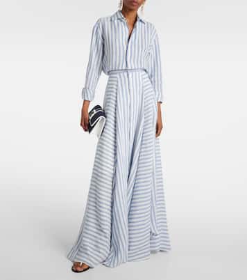 Jupe longue Shamus rayée en lin | Ralph Lauren Collection