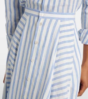 Jupe longue Shamus rayée en lin | Ralph Lauren Collection