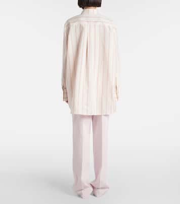 Camicia oversize in cotone e seta a righe | Toteme