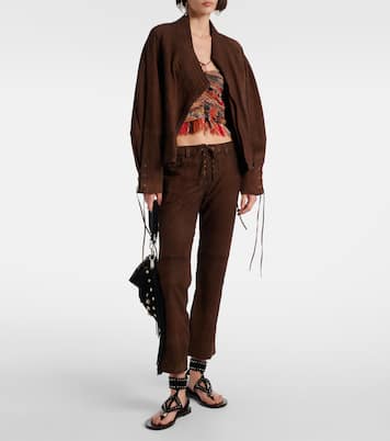 Pantalon Vanel à taille basse en daim | Isabel Marant