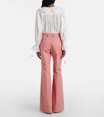Pantaloni flared in cotone a vita alta | Chloé