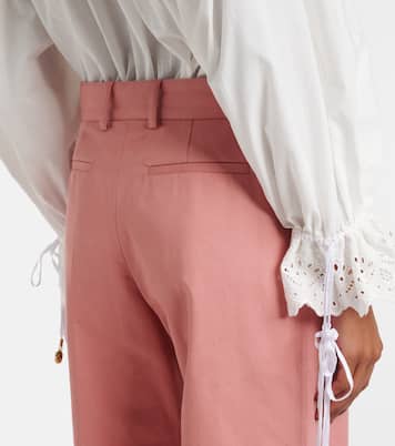 Pantaloni flared in cotone a vita alta | Chloé