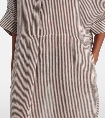 Hemdblusenkleid aus Leinen und Seide | Brunello Cucinelli