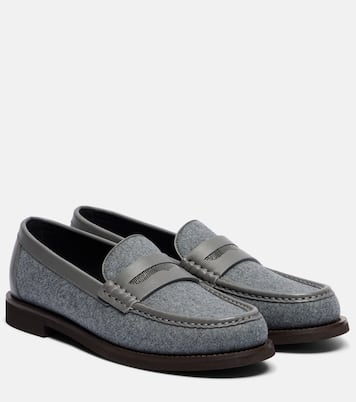 Monili leather-trimmed loafers | Brunello Cucinelli