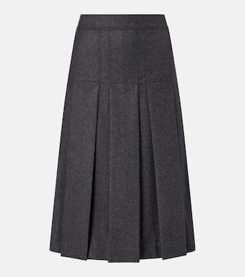 Gonna midi in flanella di lana vergine | Prada