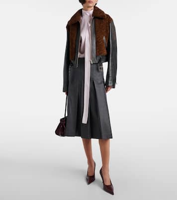 Gonna midi in flanella di lana vergine | Prada