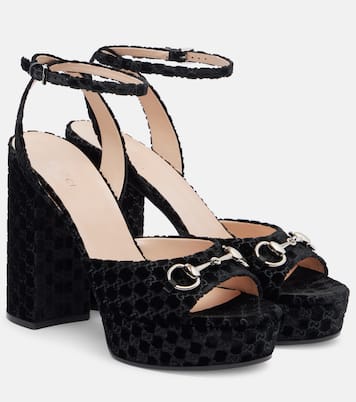 Lady Horsebit velvet sandals | Gucci