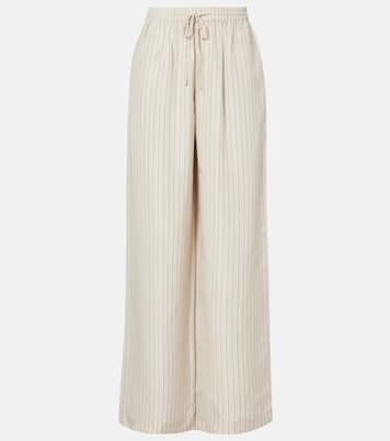 Pantalon ample rayé en soie | Róhe
