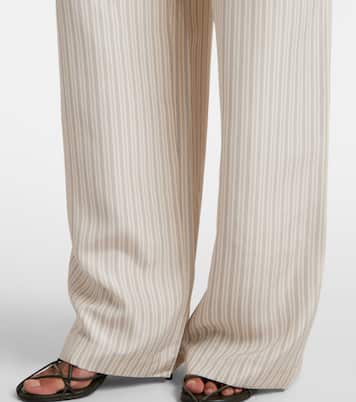 Pantalon ample rayé en soie | Róhe